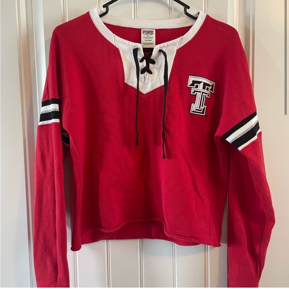 Victoria's Secret Texas Tech Lace-Up Crop Hoodie